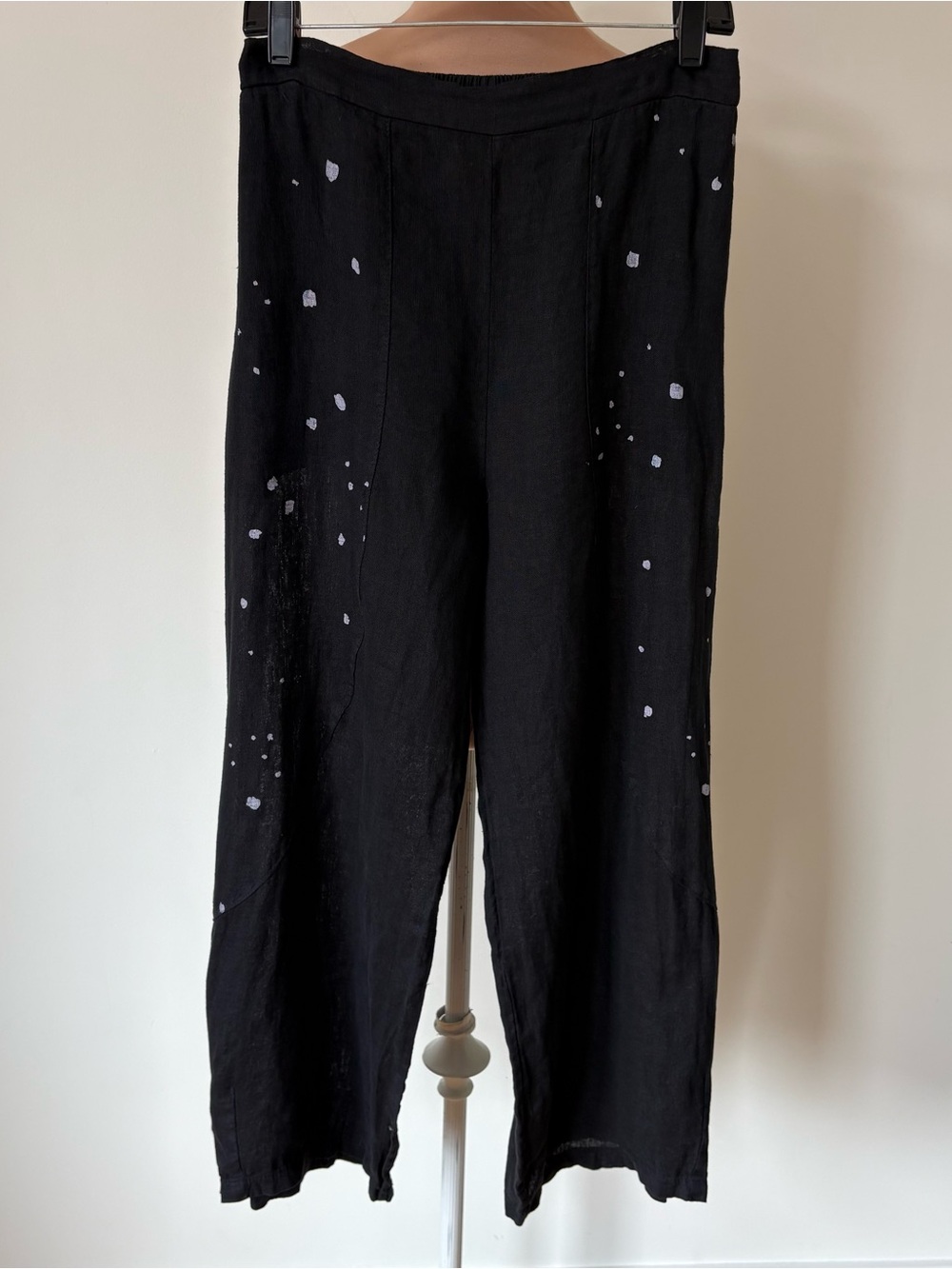 Inizio Linen Black White Speckled Balloon Lagenlook Pull On Ankle Pants NWT Sz M